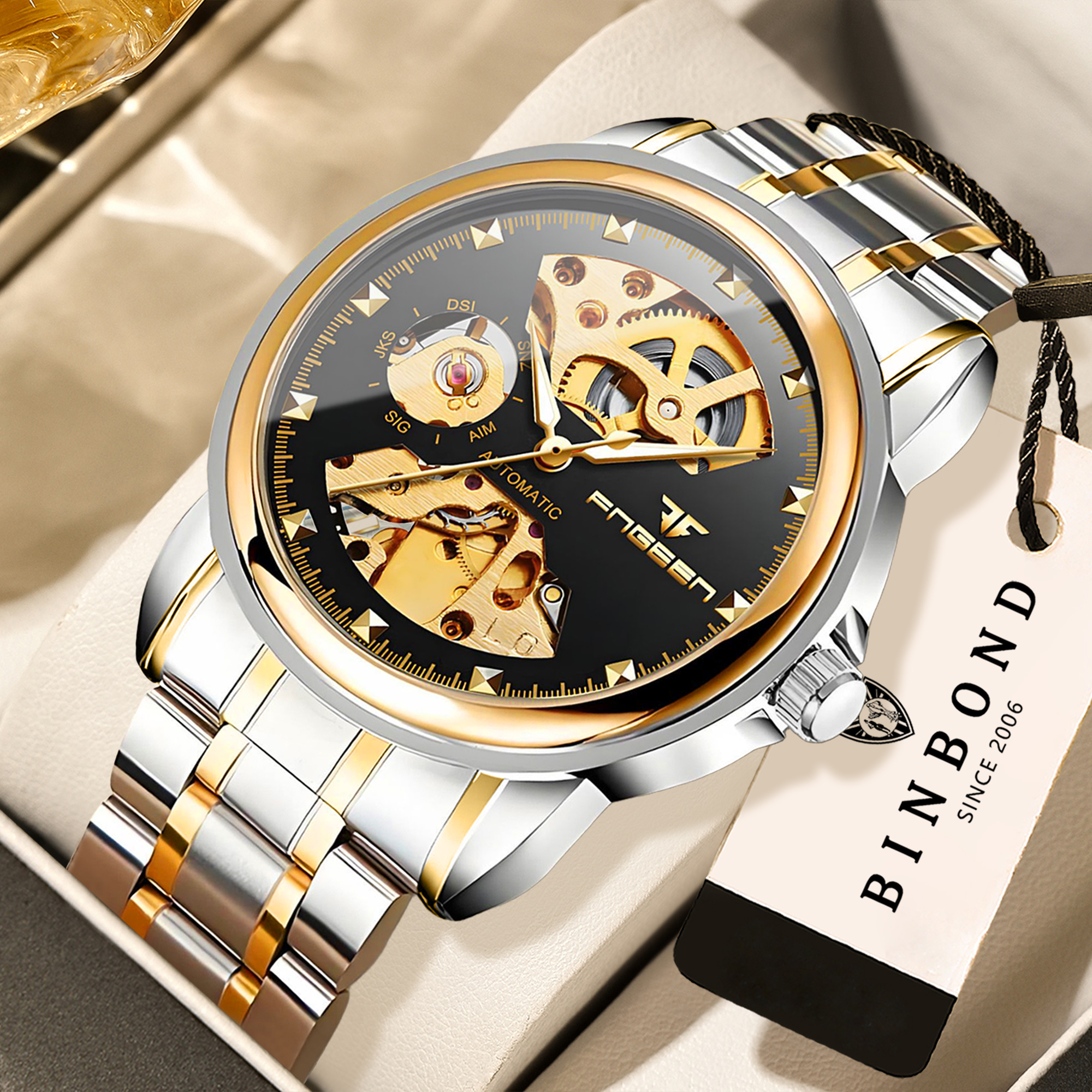 Tourbillon Movement Watch - BINBOND Luxury mechanical wristwatches for men