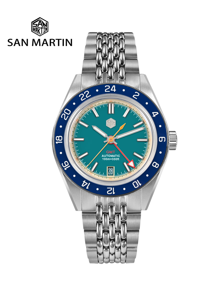 Guilloché Dial Watch - San Martin Original Design Fashion GMT