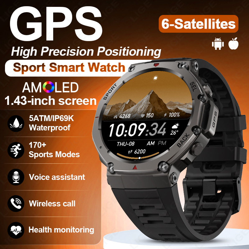 Compass Watch Luxury - LIGE 2026 GPS Luxury Military Smart