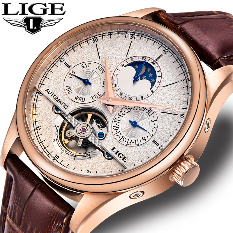Tourbillon Movement Watch - LIGE Brand Classic Mens Retro Watches
