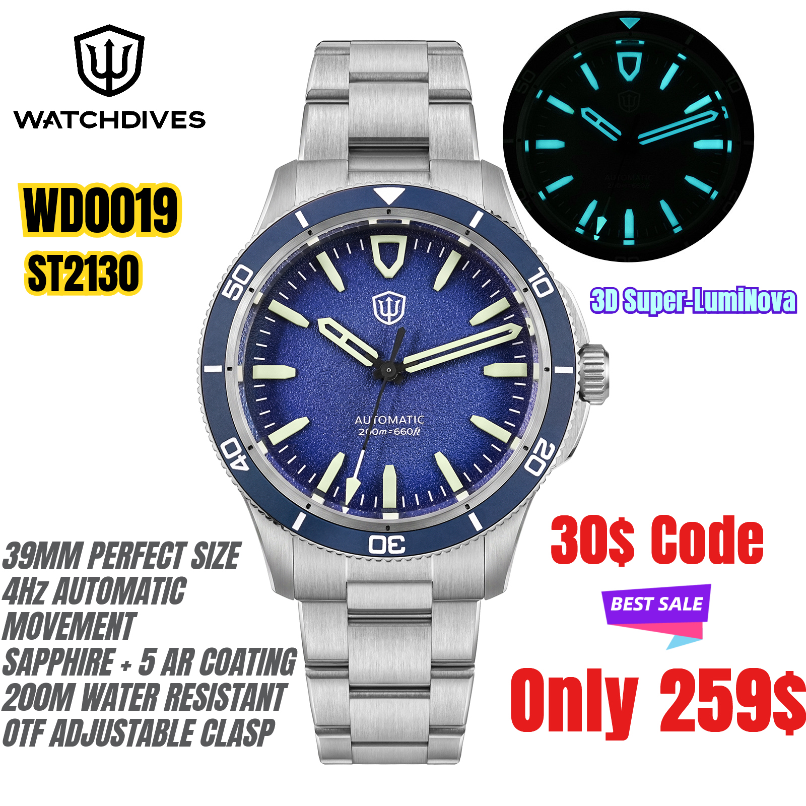 Guilloché Dial Watch - Watchdives Premier WD0019 Automatic Watch 39mm