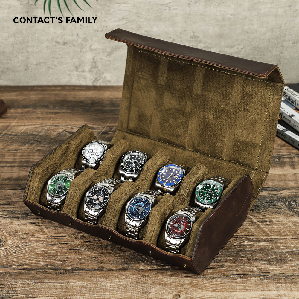 Luxury Watch Winder Box - CONTACT'S FAMILY Luxury Genuine Leather 8