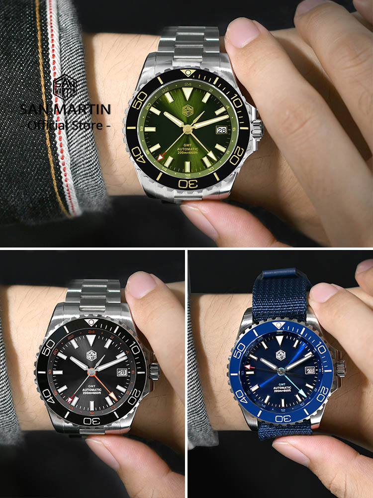 San Martin 39mm Diver GMT Watc - Guilloché Dial Watch ulasan dan harga