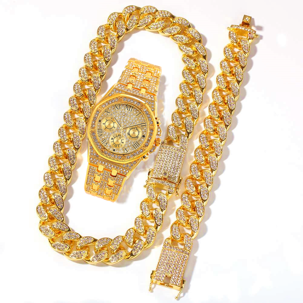 Men Watch Set Necklace+Watch+B - Luxury Watch Miami ulasan dan harga