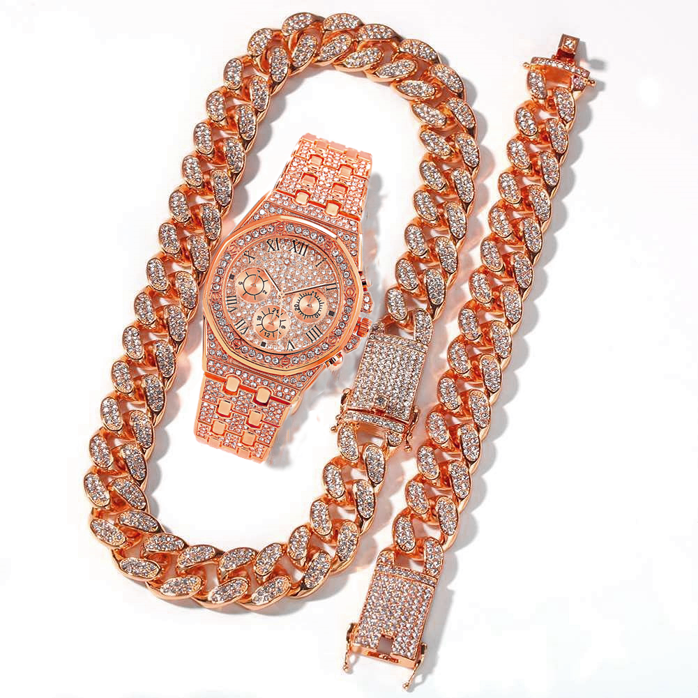 Men Watch Set Necklace+Watch+B - Luxury Watch Miami ulasan dan harga
