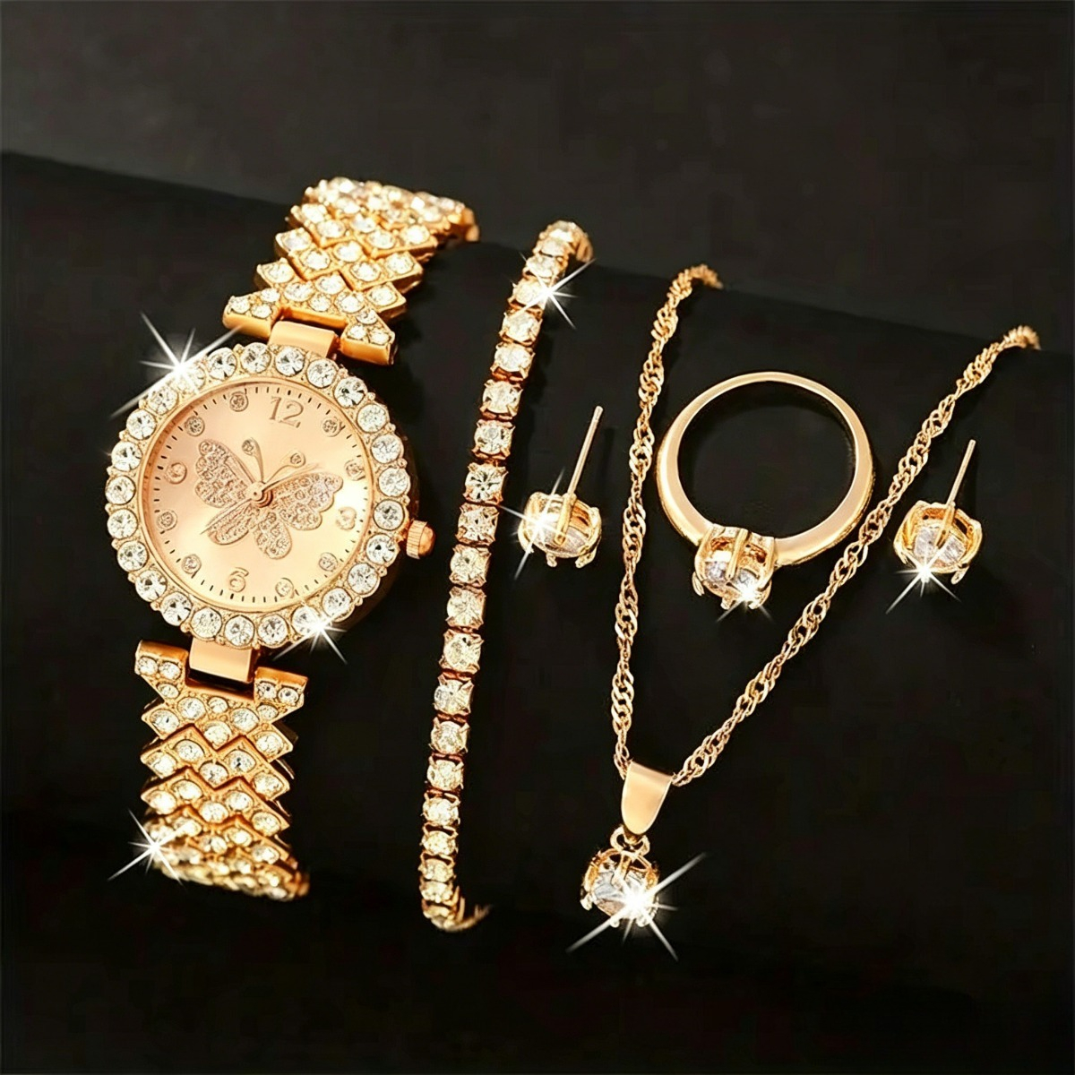 6PCS/Set Luxury Rhinestone But - Luxury Watch For Girls ulasan dan harga