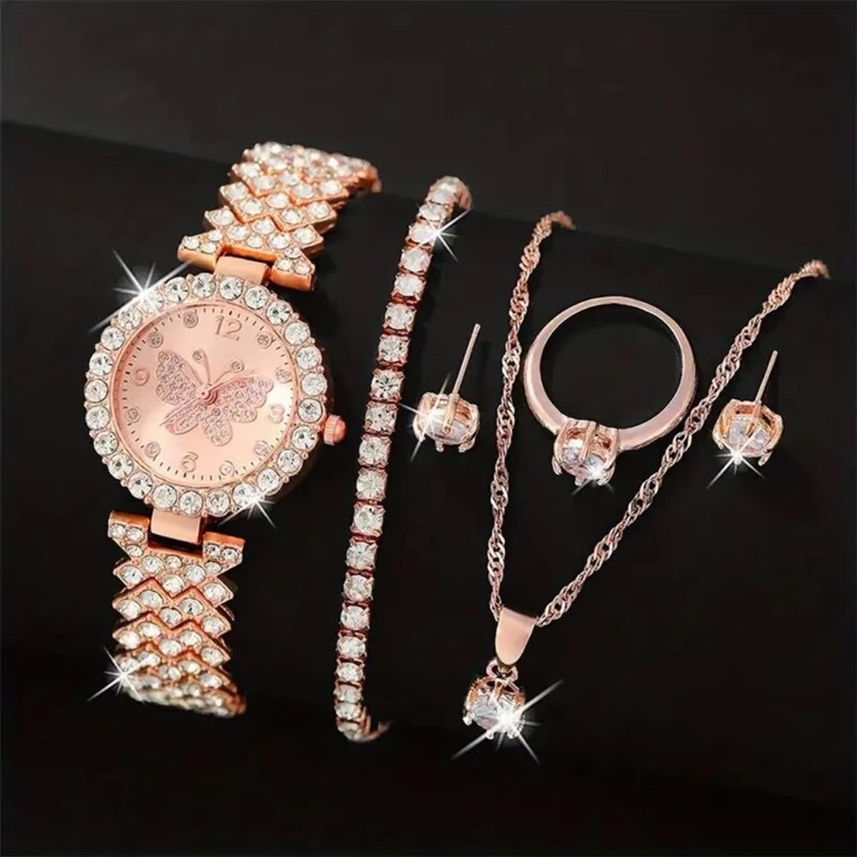 6PCS/Set Luxury Rhinestone But - Luxury Watch For Girls ulasan dan harga