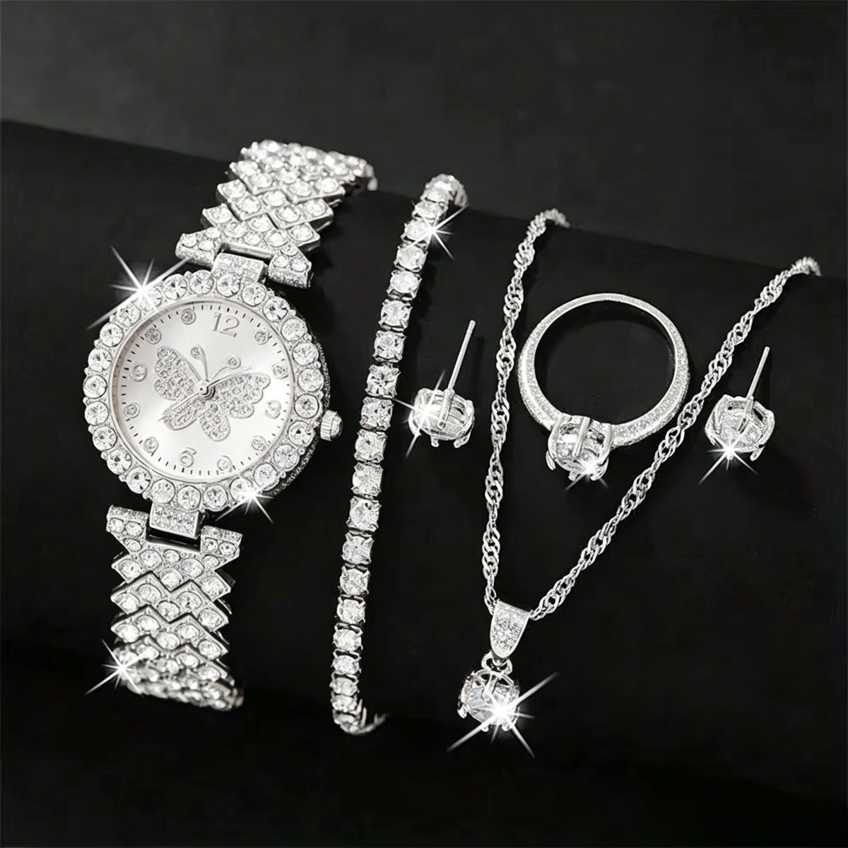 6PCS/Set Luxury Rhinestone But - Luxury Watch For Girls ulasan dan harga