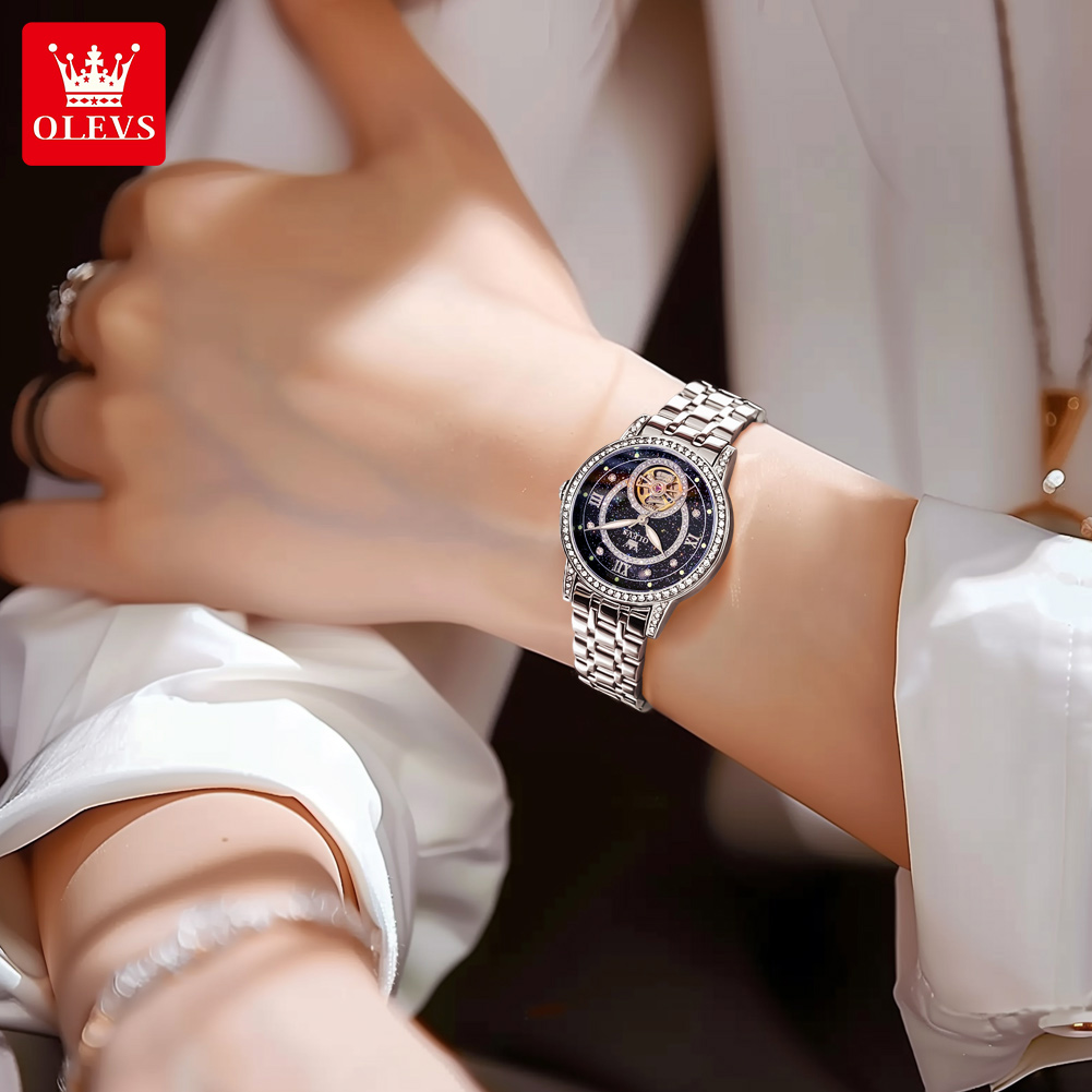 OLEVS 7036 Elegant Mechanical  - Tourbillon Movement Watch ulasan dan harga
