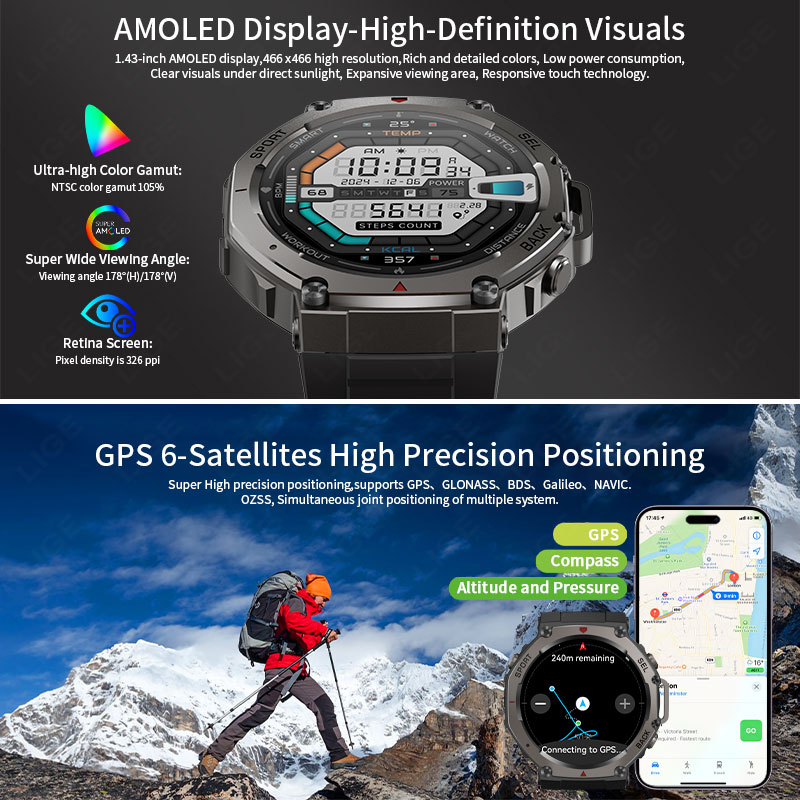 LIGE 2026 GPS Luxury Military  - Compass Watch Luxury ulasan dan harga