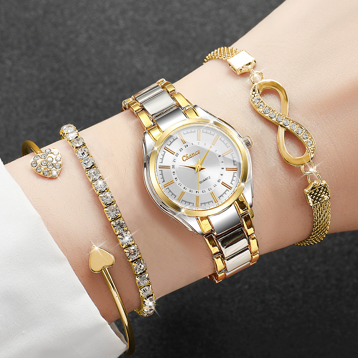 4PCS Elegant Women Watches Bra - Luxury Watch For Girls ulasan dan harga
