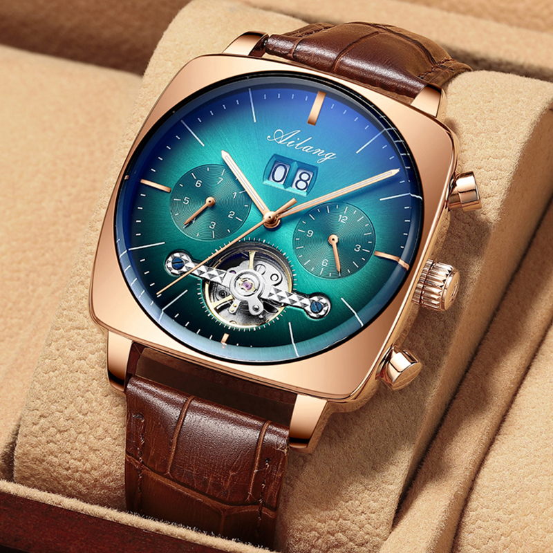 AILANG Fashion Green Big Dial  - Tourbillon Movement Watch ulasan dan harga