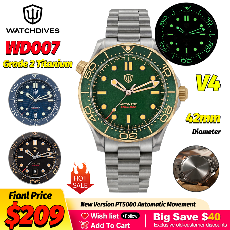 Watchdives WD007 V4 42Mm Titan - Luxury Watch And Bracelet ulasan dan harga