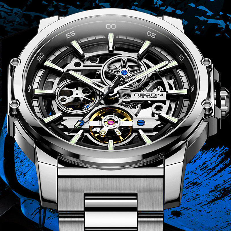 ABORNI 9039 Unique Design Skel - Tourbillon Movement Watch ulasan dan harga