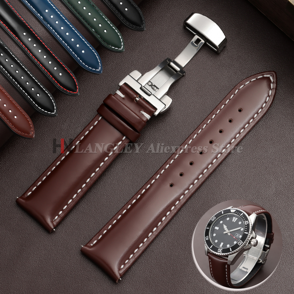 20mm 22mm Oiled Genuine Leathe - Luxury Watch Class ulasan dan harga