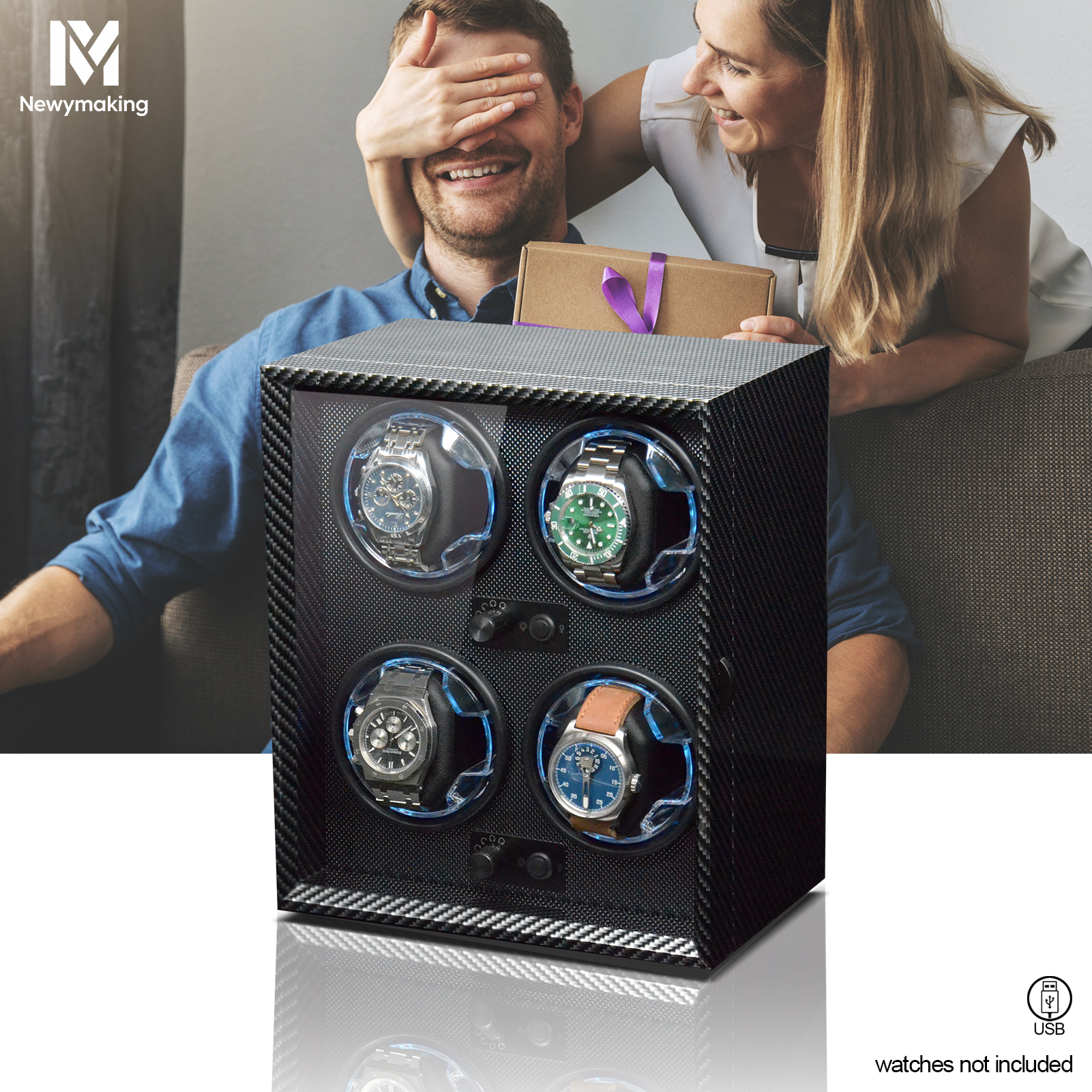 2/4 Slots Automatic Watch Wind - Luxury Watch Winder Box ulasan dan harga