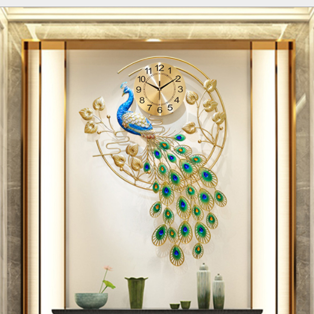 Peacock Art Wall Clock, Large  - Luxury Watch Wall Clock ulasan dan harga