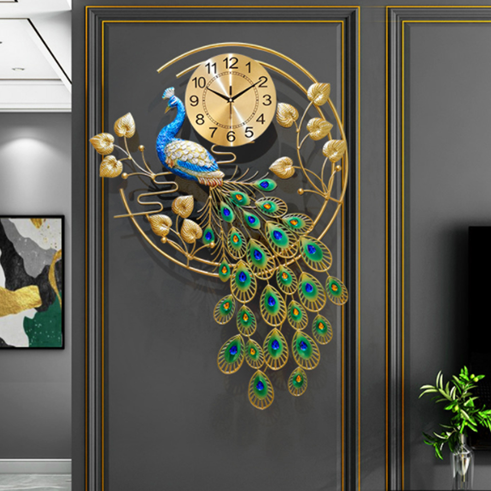 Peacock Art Wall Clock, Large  - Luxury Watch Wall Clock ulasan dan harga