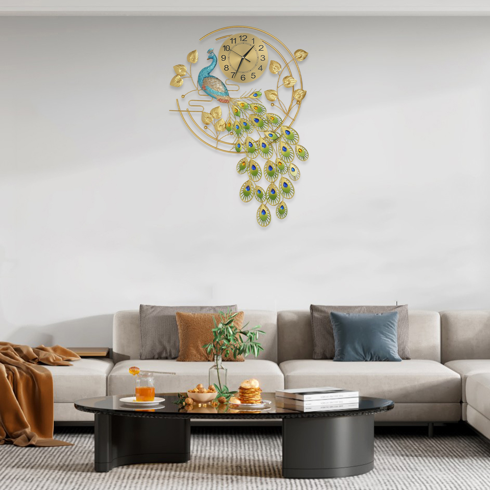 Peacock Art Wall Clock, Large  - Luxury Watch Wall Clock ulasan dan harga